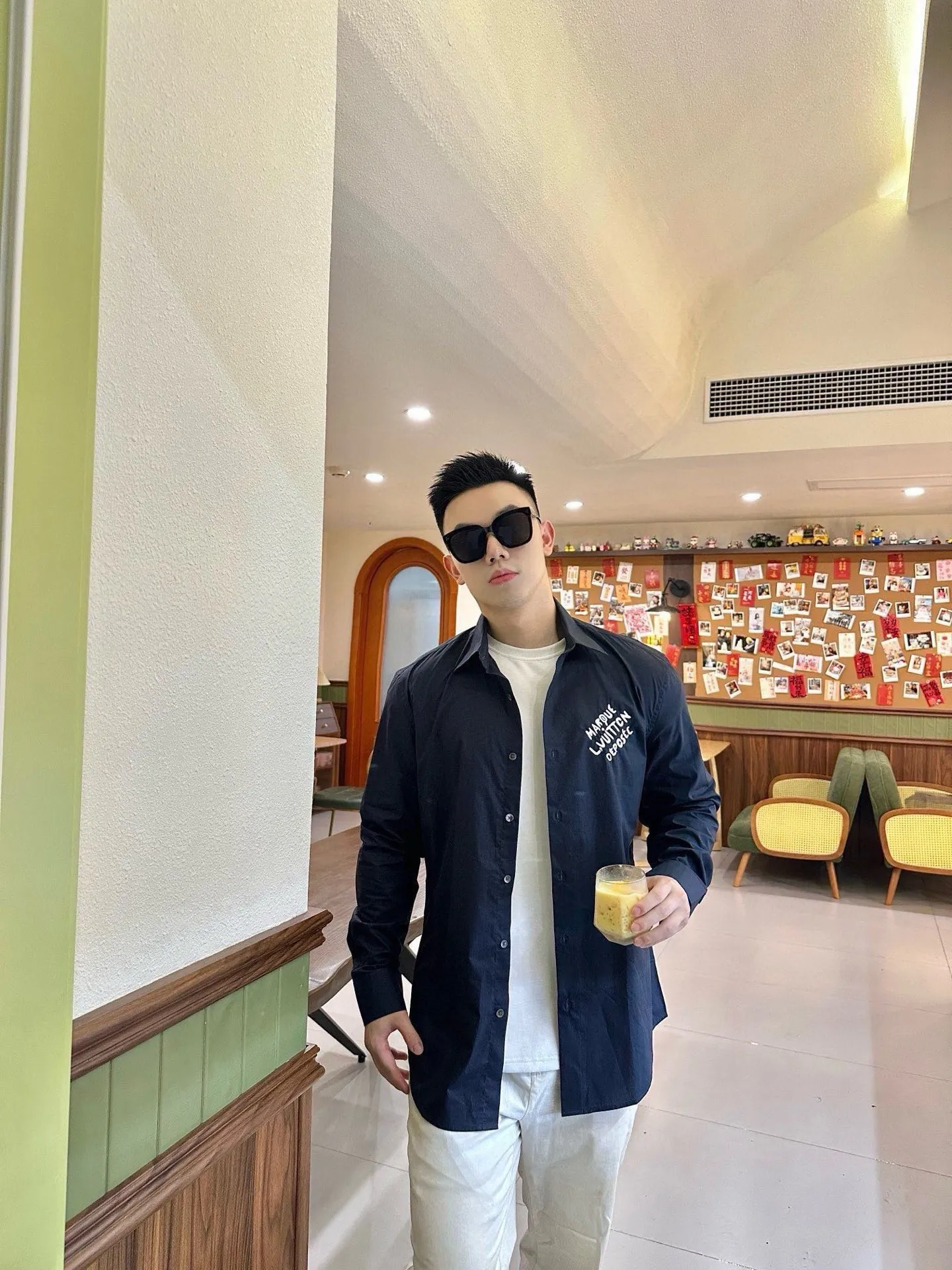 Louis Vuitton 25ss Embroidered Letter Logo Shirt